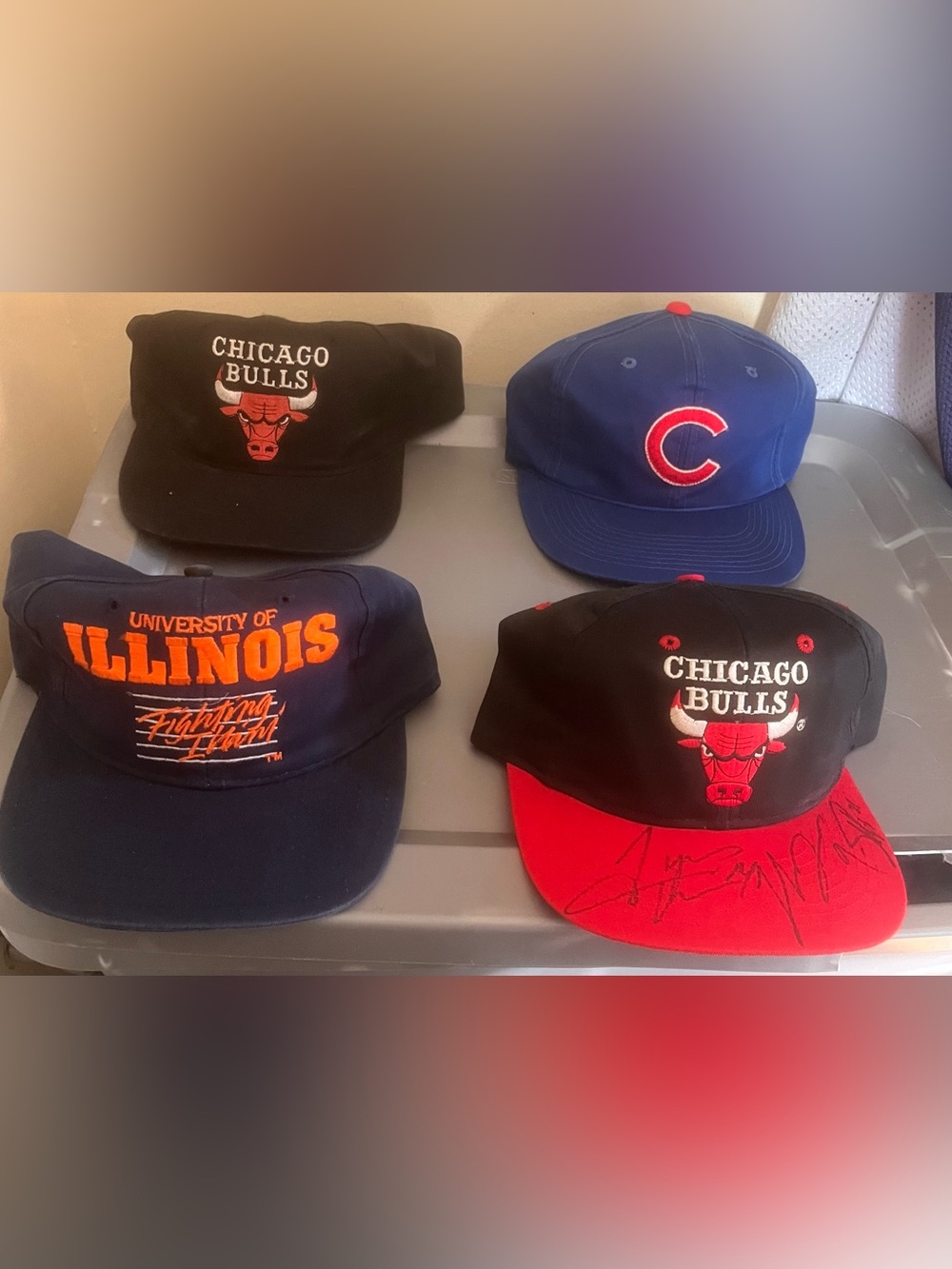 4 vintage chicago bulls cubs illinois l Illini college snapback hat bundle